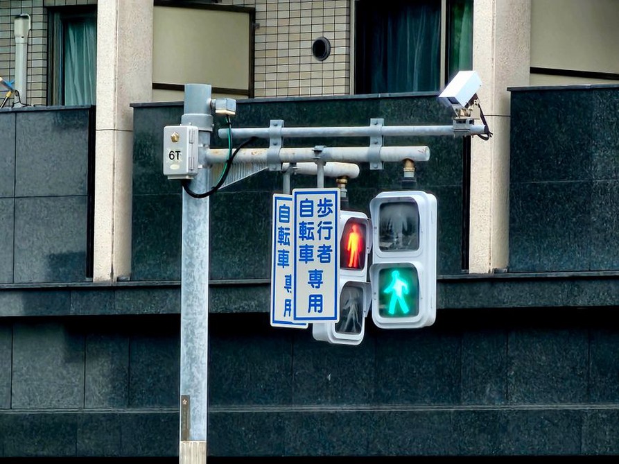 Colored boxes follow pedestrians across a camera view