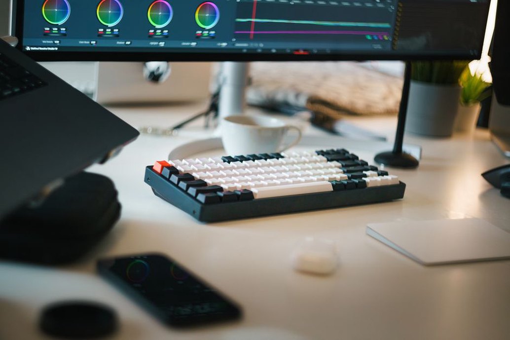 Chair and keyboard positioned for relaxed shoulders