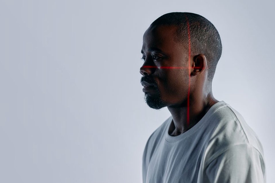 Research camera captures a face under controlled lighting