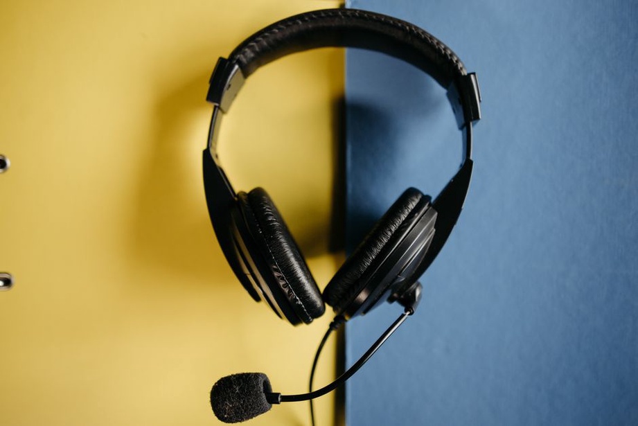 Two speakers recording a multilingual conversation