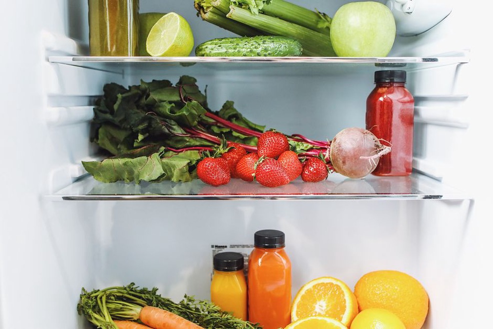 Leftovers and vegetables arranged where they are easy to see