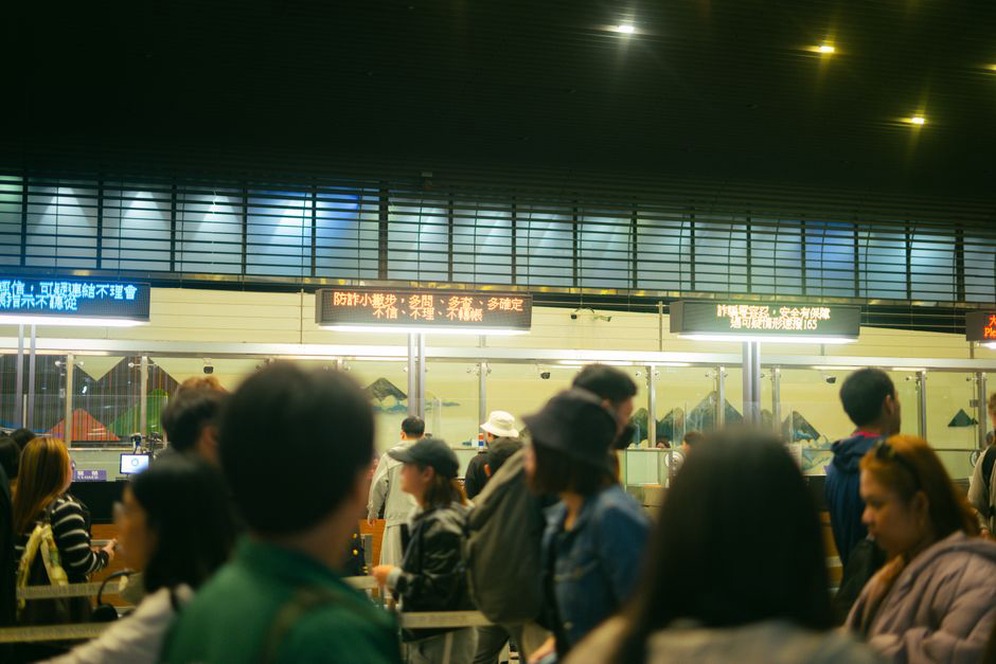 Camera terminal beside documents at a checkpoint