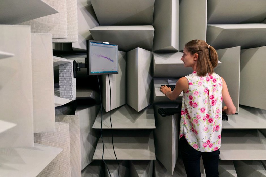 A speaker records material for a synthetic voice