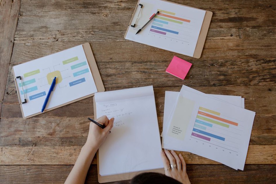 Notes beside a simple website performance report